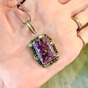 Ornate Purple and Silver Filigree Necklace